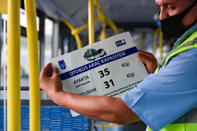 Ankara'da toplu taşıma araçlarına yolcu kapasite etiketleri yerleştiriliyor 2
