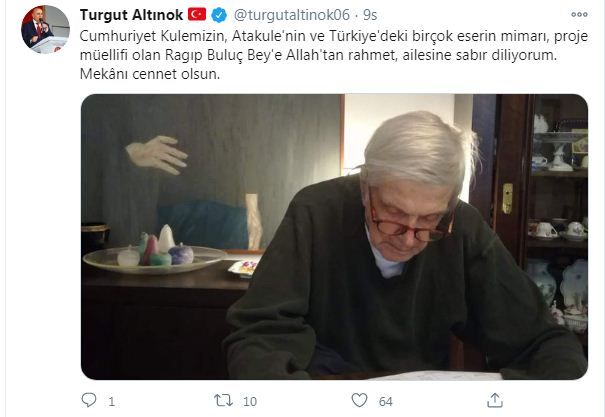 Ankara Keçiören Belediye Başkanı Altınok’tan mimar Buluç için başsağlığı mesajı 1