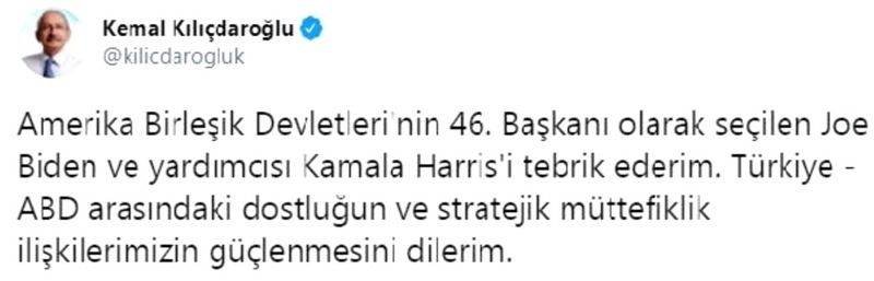 Türkiye'den İlk Tebrik! Kılıçdaroğlu, ABD'nin başkanı seçilen Biden'ı kutladı 3