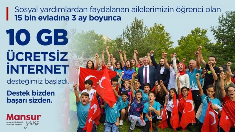 Ankara Büyükşehir Belediyesi'nden sosyal yardım alan ailelerin çocukları için ücretsiz internet 1