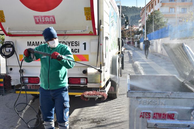 Ankara Mamak sokaklarında koronavirüs temizliği devam ediyor 2