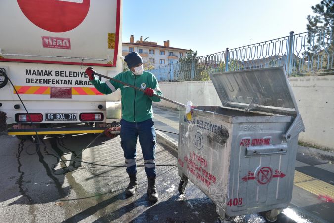 Ankara Mamak sokaklarında koronavirüs temizliği devam ediyor 5