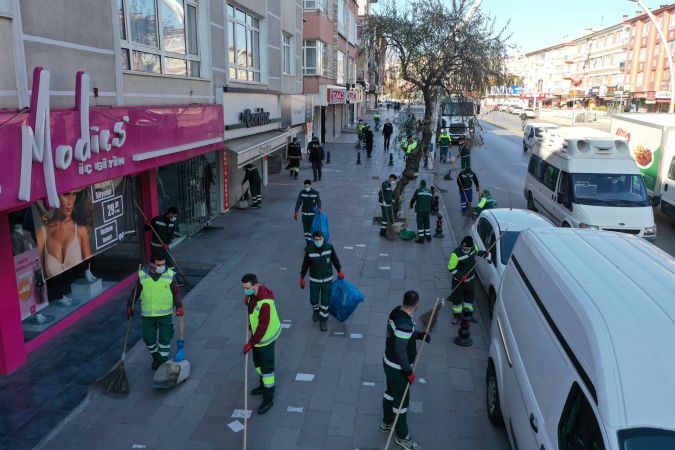 Ankara Keçiören'de sokağa çıkma kısıtlaması temizliğe çevrildi 2