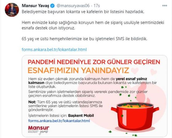 Ankara Büyükşehir Belediye Başkanı Mansur Yavaş lokanta ve kafeler ile belediye personelini de unutmadı 2
