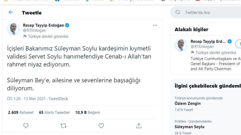 Cumhurbaşkanı Erdoğan'dan Taziye Mesajı! Twitter'dan Yayınladı! 2