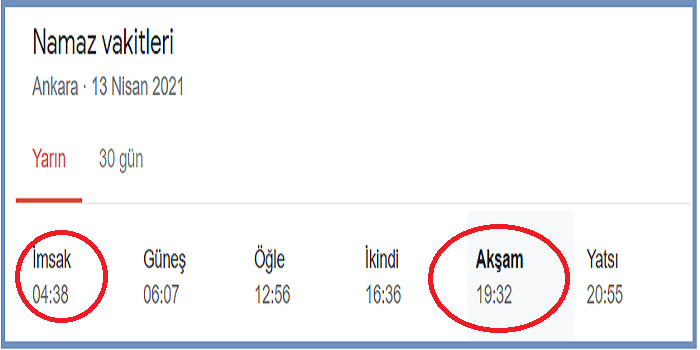 Ankara 13 Nisan Salı ilk iftar ve sahur saat kaçta? 2021 Ankara Ramazan imsakiyesi 1. Gün 4
