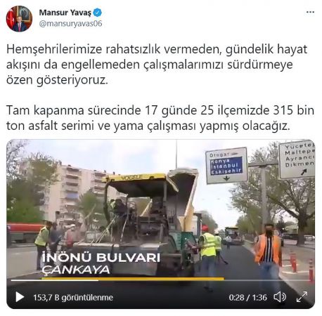 Ankara Büyükşehir’den tam kapanmada asfalt seferberliği 23