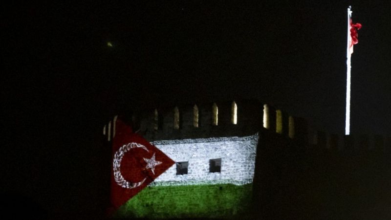 Avusturya'ya İnat Filistin Bayrağı Ankara Kalesinde! Filistin'e Görsel Destek Oldular! 4