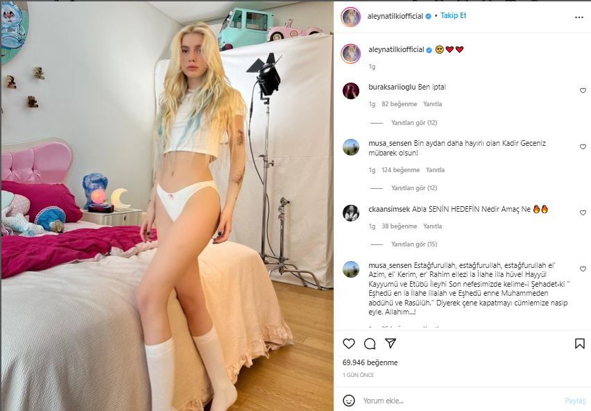 Aleyna Tilki Kadir Gecesinde İç Çamaşırlarıyla Poz Verince Ortalık Karıştı! “Senin Amacın Ne!” Instagram Ayağa Kalktı; Böylesi İlk Kez… 3