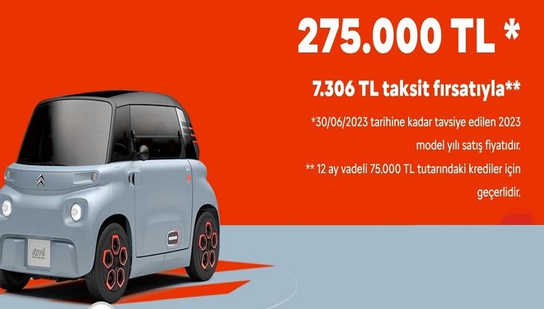 Citroen Ami Haziran Ayı Fiyatı Belli Oldu! 275 Bin TL Satışta... Online Başvurular Başladı! 75 Bin TL %1,99 faizli 12 ay kredi seçeneği sunuyor… 1