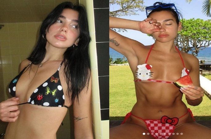 İngiliz Şarkıcı Dua Lipa’dan Nefes Kesen Bikinili Pozlar! Kusursuz Fiziğiyle Versace Bikini Koleksiyonunu Tanıttı 2