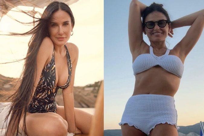 Demi Moore,beyaz bikinisiyle görüntülendi; Akıllara Salma Hayek geldi! İkisi de 50 yaşını aştı! “Bu nasıl fizik…” 2