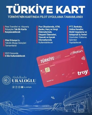 Tüm ihtiyaçlar TEK kartta buluşuyor:" Türkiye Kart" POS ve ATM işlemleri, Ulaşım, Vergi Dahil Her Alanda Geçiril Olacak! 6 ilde başlıyor… 2