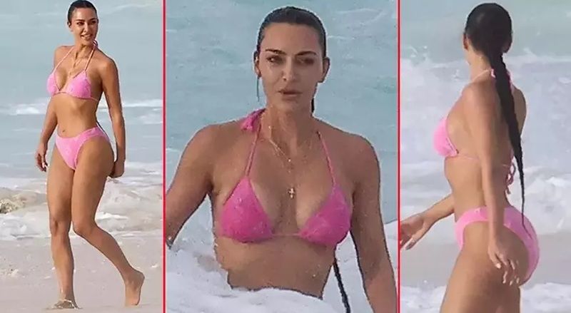 Kim Kardashian, pembe bikinisiyle adalar turuna çıktı; bikinin fiyatını öğrenen ne diyeceğini bilemedi: “Ben o parayla…” 1