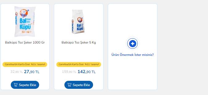 CarrefourSA marketlerinden toz şeker indirimi: 1 kilogramlık paketleri indirime soktuğunu duyurdu; fiyatları 27 TL’ye kadar düşü 2