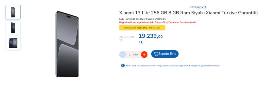 Xiaomi 13 Lite 256 GB CarrefourSA'ya geldi! CarrefourSA'dan Xiaomi 13 Lite alınır mı? 3