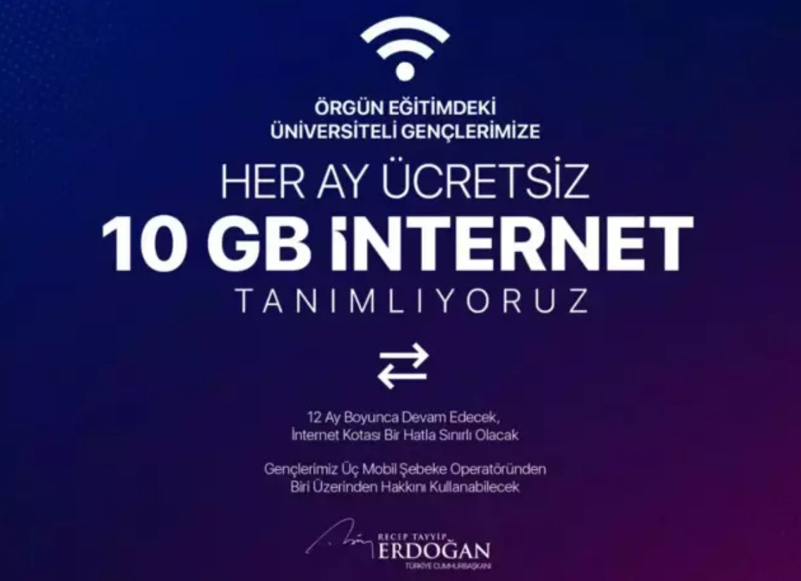 Üniversite Öğrencilerine 10 GB İnternet Desteği Başlıyor! Üniversite öğrencilerine ücretsiz internet şartları ne?