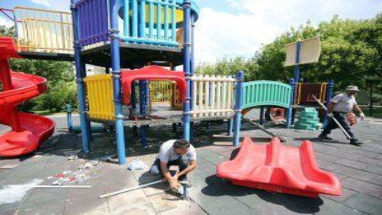 Yenimahalle Belediyesi Park ve Bahçeler Müdürlüğü ekipleri, park ve oyun alanları elden geçiriliyor