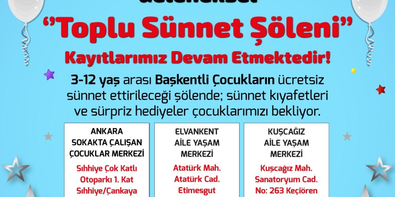 Ankara 2025 Yılı Toplu Sünnet Şöleni Kayıtları Başladı Mı? Başvuru Ne Zaman Nereye Yapılır, Şartları Nedir?