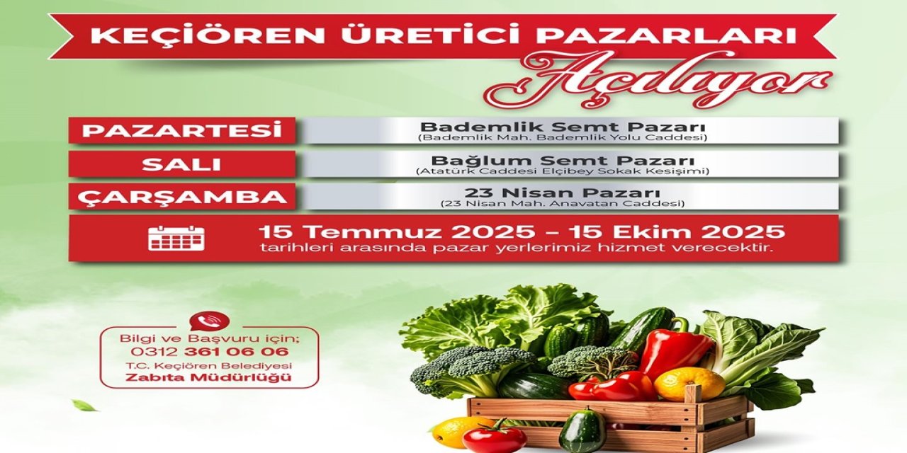 Keçiören’de Doğal Pazar Günleri Başlıyor! Bademlik, Bağlum, 23 Nisan Mahallesi...