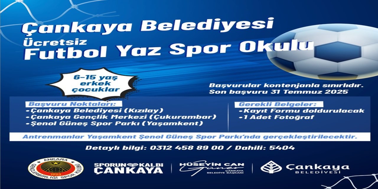 Çankaya’da Yavrulara Spor Dolu Yaz! Ücretsiz Futbol ve Basketbol Okulları Başlıyor!