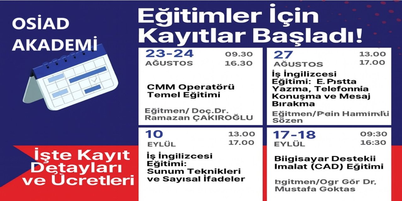 OSİAD Akademi İkinci Dönem Eğitimleri İçin Kayıtlar Başladı! İşte Kayıt Detayı Ve Ücretleri...