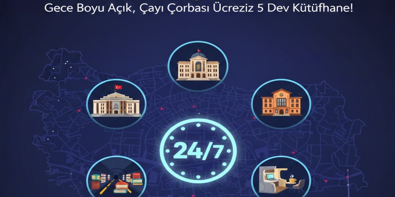 Ankara’da 7/24 Açık Kütüphaneler! Gece Boyu Açık, Çayı Çorbası Ücretsiz 5 Dev Kütüphane!