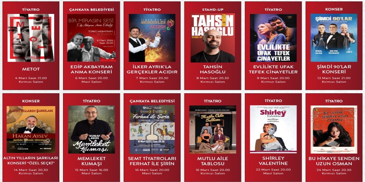 Kültür ve Sanatın Kalbi Çankaya'da Atıyor! Mart 2026 Atatürk Sanat Merkezi Programı Belli Oldu