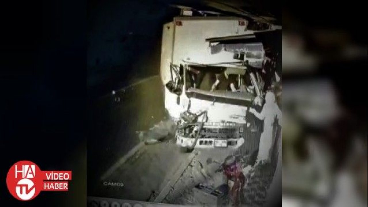 5 kişiye çarpıp markete giren kamyonun kazası kamerada