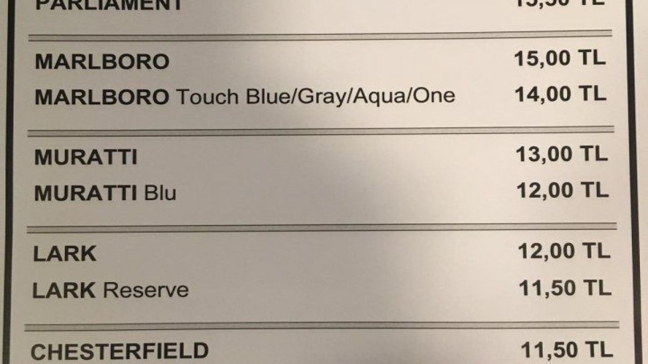 Sigara zamları 6 Nisan 2019 (Marlboro, Lark, Parlement, LM, Muratti, Chesterfield )