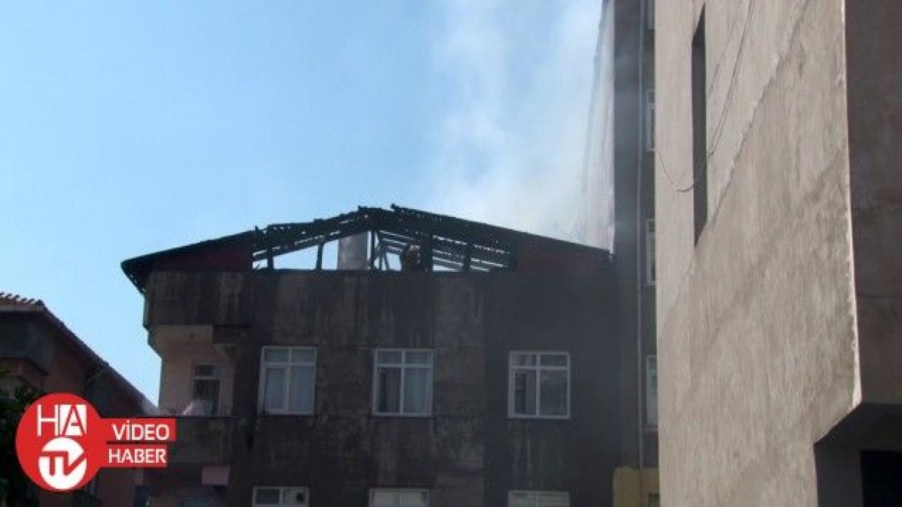 Kartal’da binanın çatısı alev alev yandı