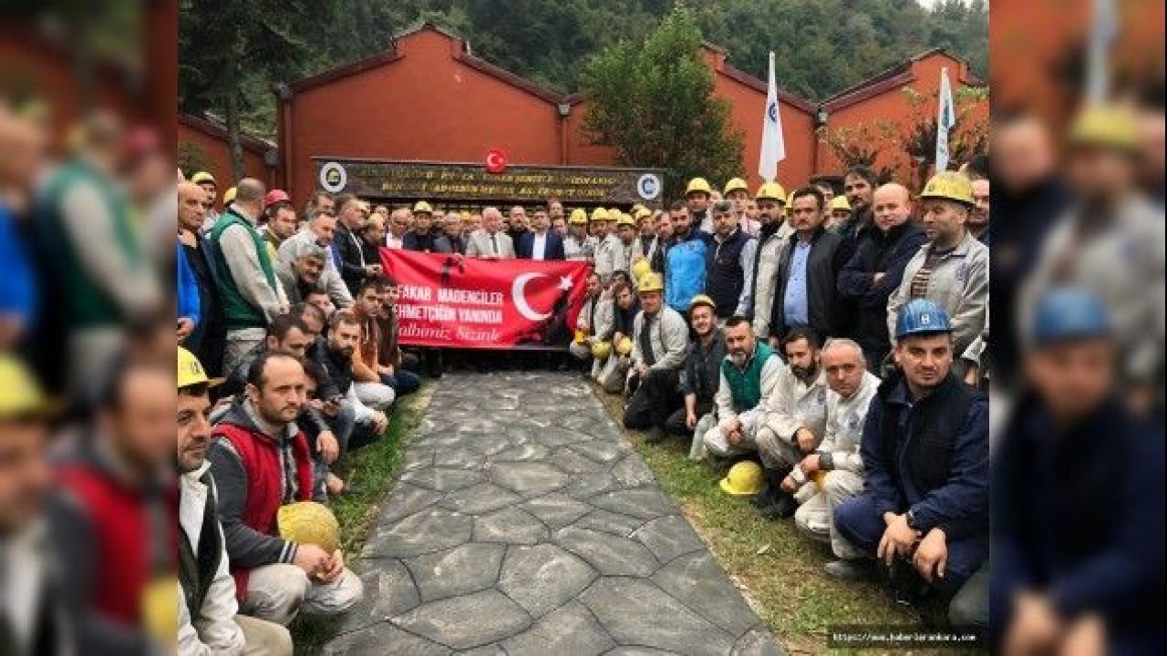 Zonguldak'ta, madencilerden Mehmetçik'e destek mesajı
