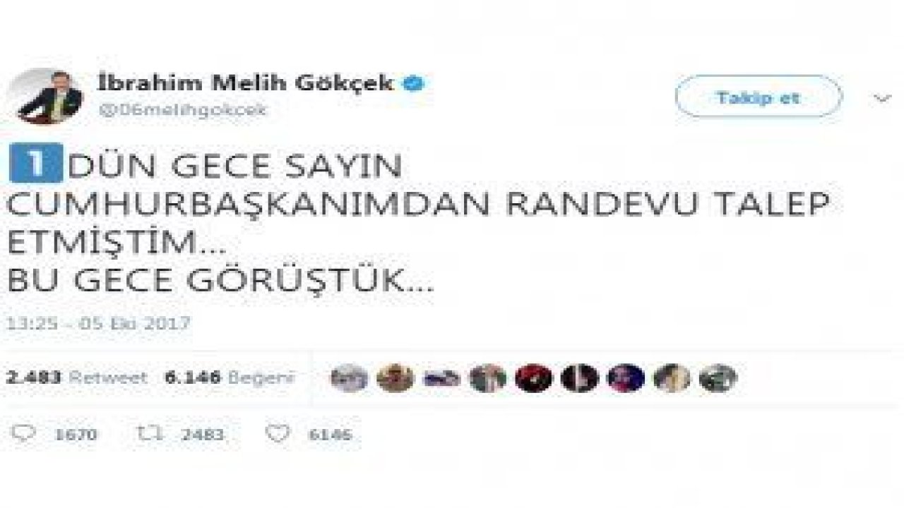 Cumhurbaşkanı Erdoğan Başkan Gökçek ile yaklaşık 1,5 saat süren bir görüşme yaptı