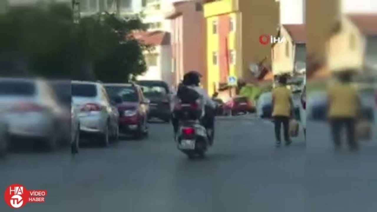 5 kişilik ailenin motosikletle tehlikeli yolculuğu kamerada