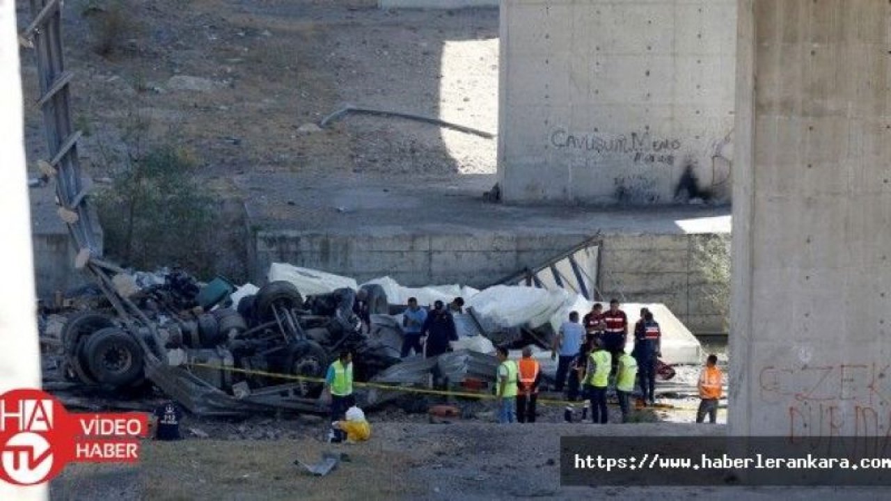Ankara'da viyadükten düşen tırın şoförü öldü