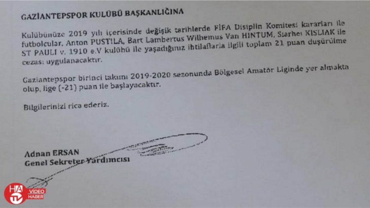 FIFA’dan Gaziantepspor’a tarihi ceza