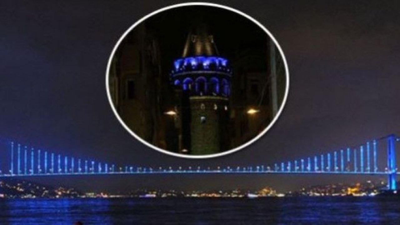 Fatih Sultan Mehmet Köprüsü, Dünya Çocuk Günü nedeniyle maviye büründü - İSTANBUL