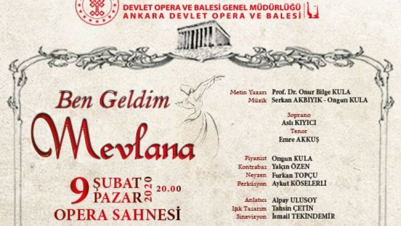 ‘Ben Geldim Mevlana’ Konseri Opera Sahnesi’nde