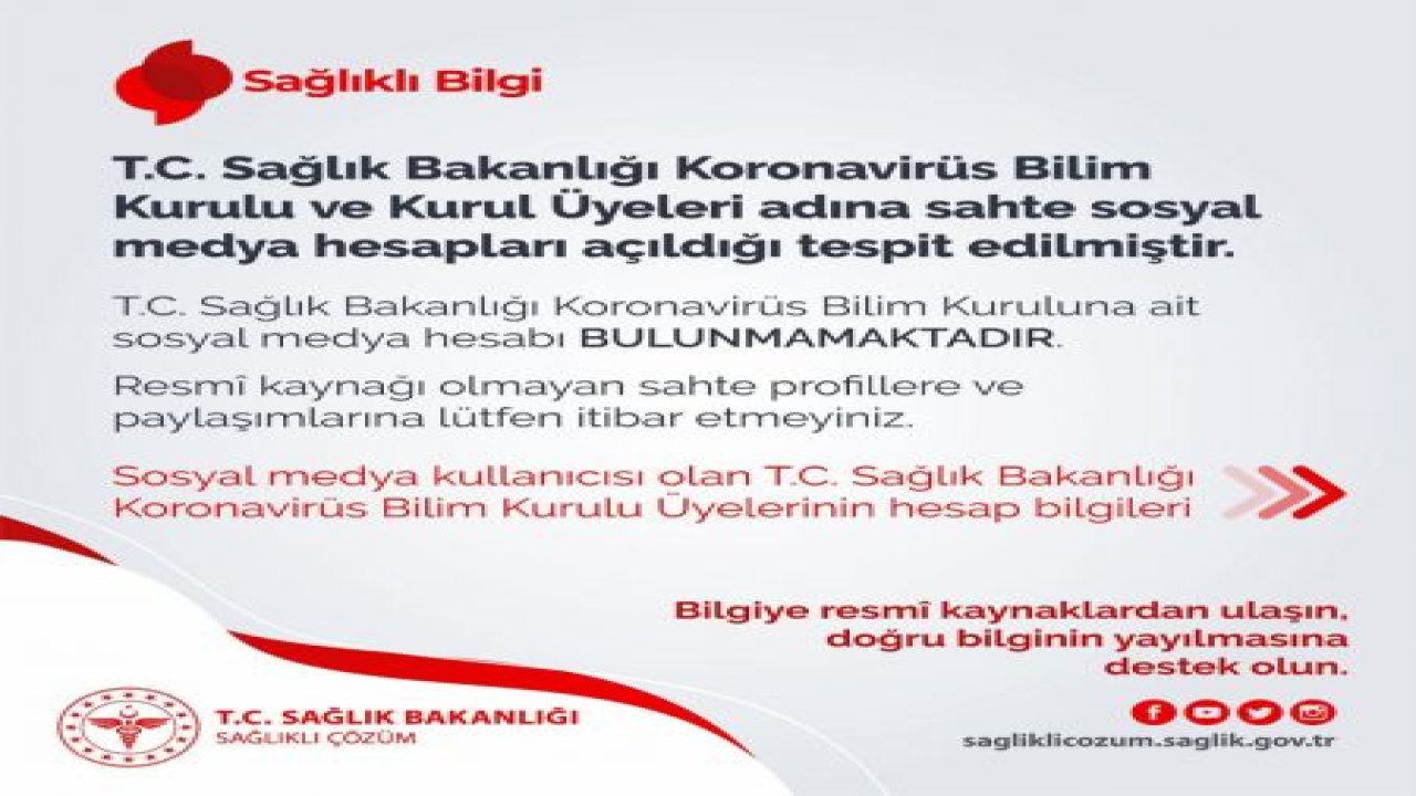 Sağlık Bakanlığı: "Bilim Kurulu üyeleri adına açılan sahte hesaplara itibar etmeyin"