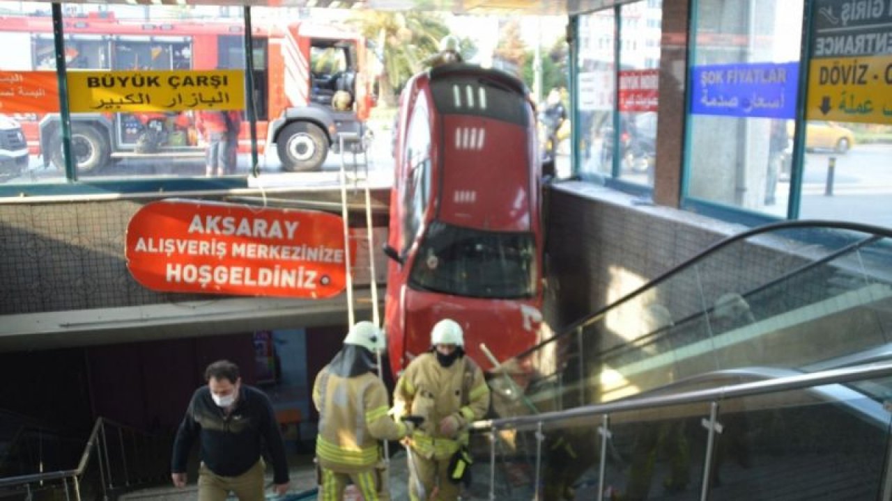 İETT otobüsüne çarpan araç Aksaray Yeraltı Çarşısı’na uçtu