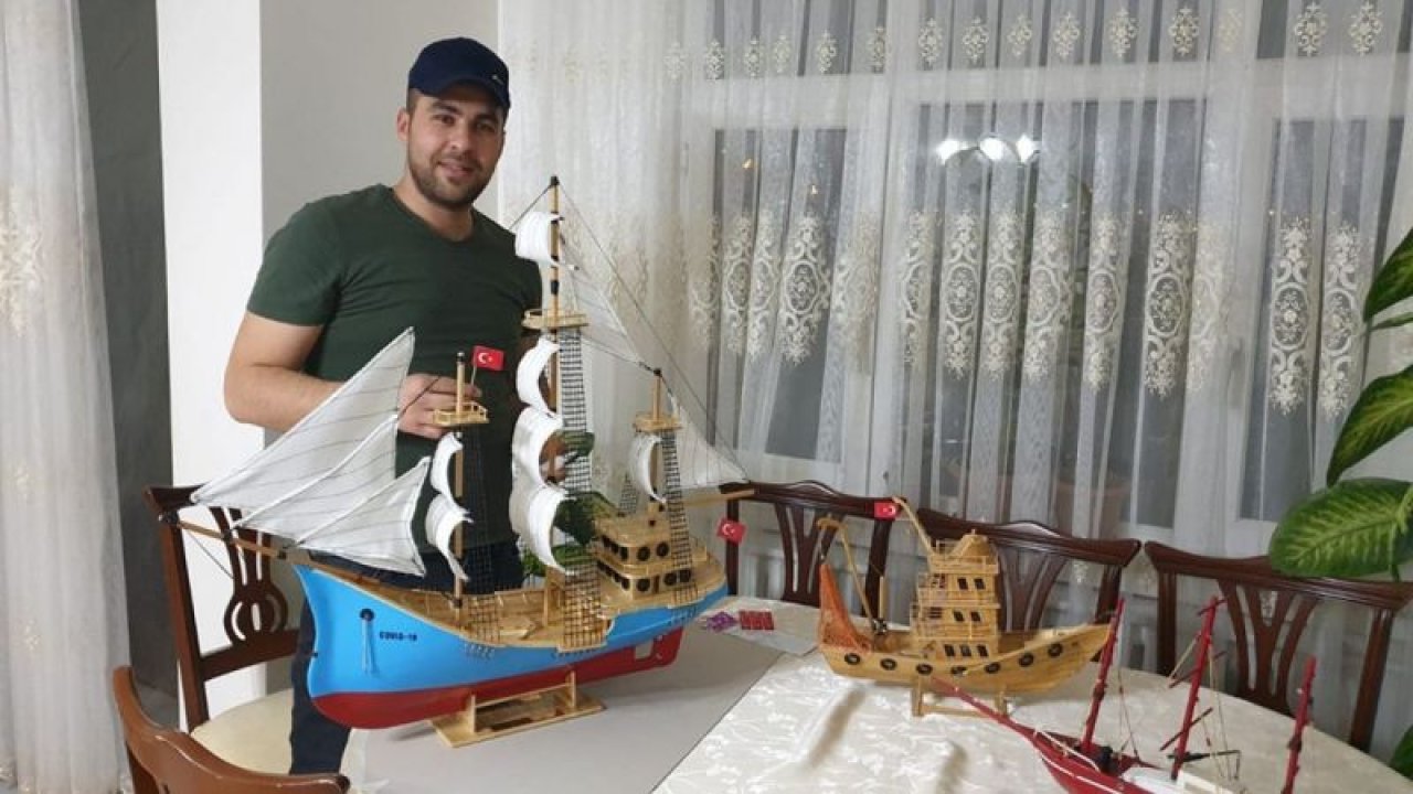 Ankara'da vatandaş Evde kal çağrılarına uydu, yaptığı geminin adını Covid-19 koydu