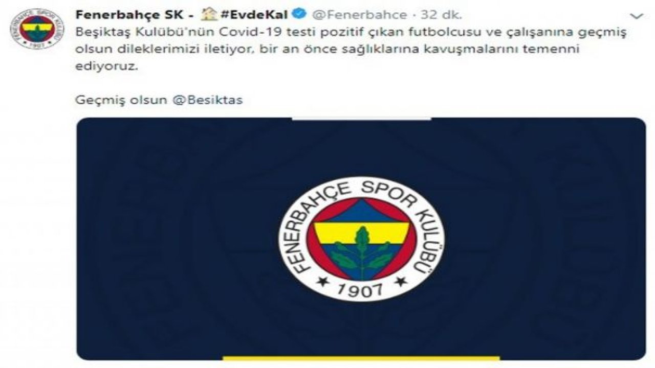 Fenerbahçe’den Beşiktaş’a geçmiş olsun mesajı