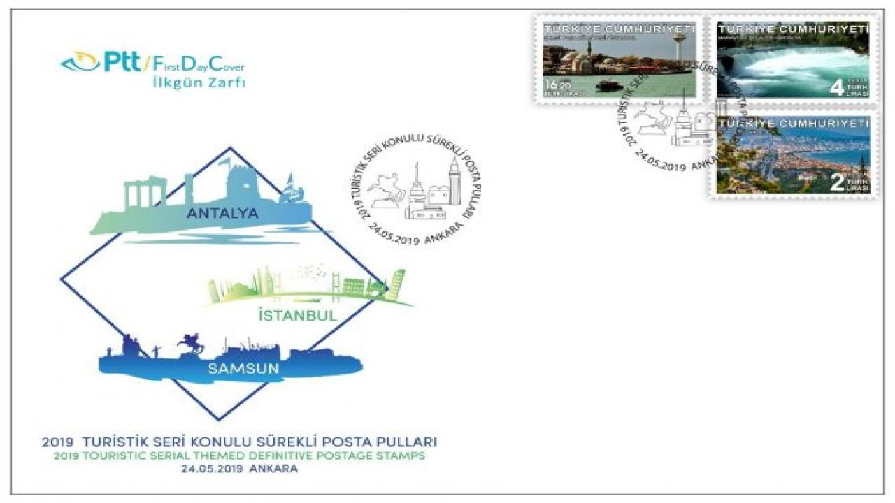 PTT'den  “2019 Turistik Seri Konulu Sürekli Posta Pulları”