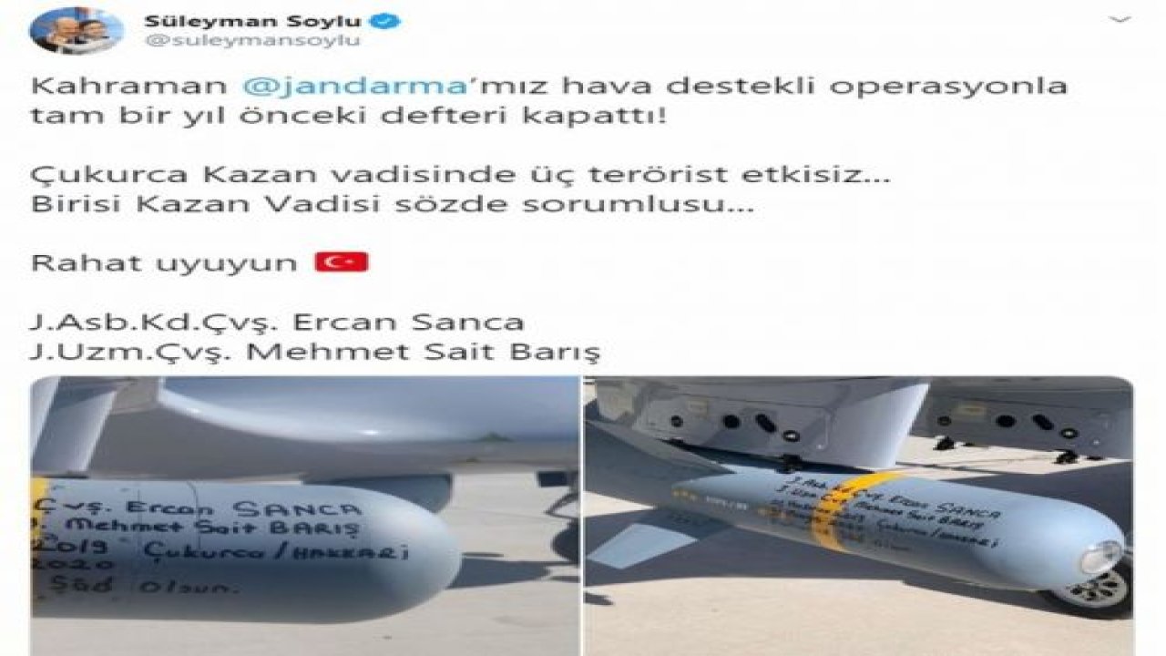 Bakan Soylu: "Çukurca’da üç terörist etkisiz"