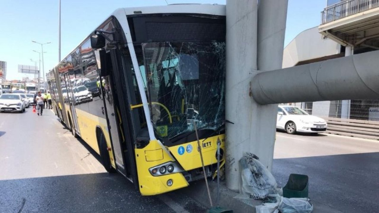 Otobüs metrobüs köprüsünün ayağına çarptı: 19 yaralı