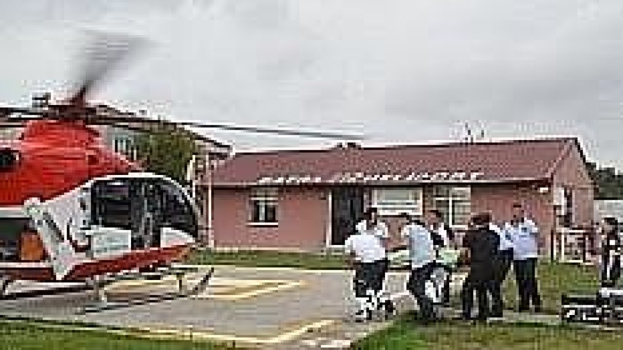 Yaralanan motosiklet sürücüsü için helikopter havalandı