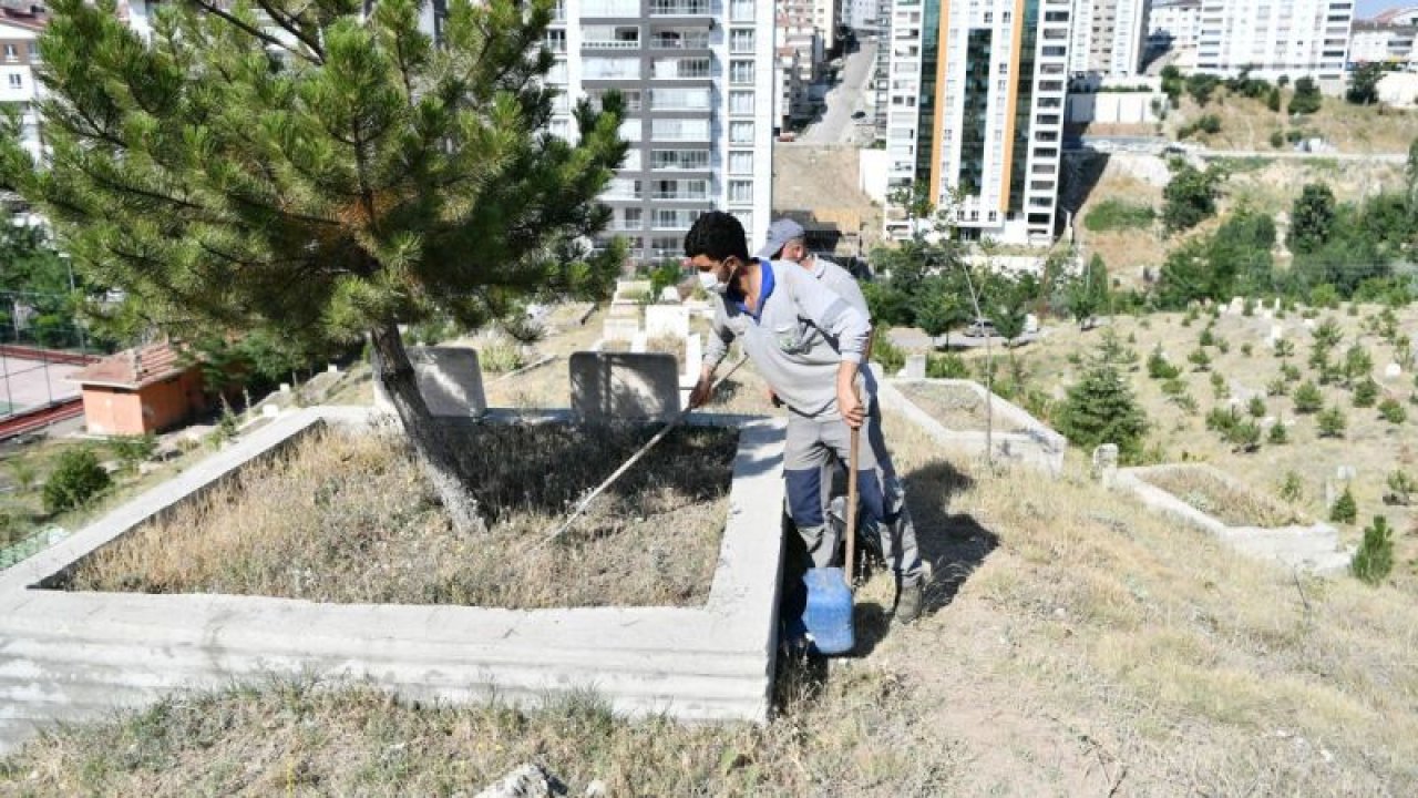 Mamak'ta mezarlıklar bayrama hazırlanıyor - Ankara