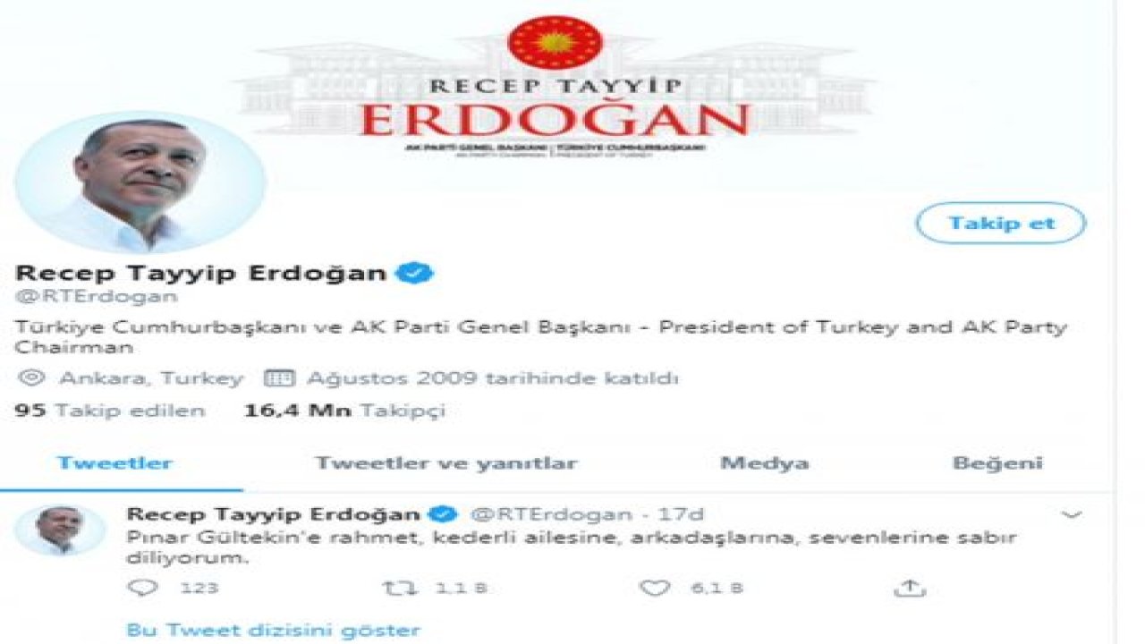 Cumhurbaşkanı Erdoğan’dan Pınar Gültekin paylaşımı