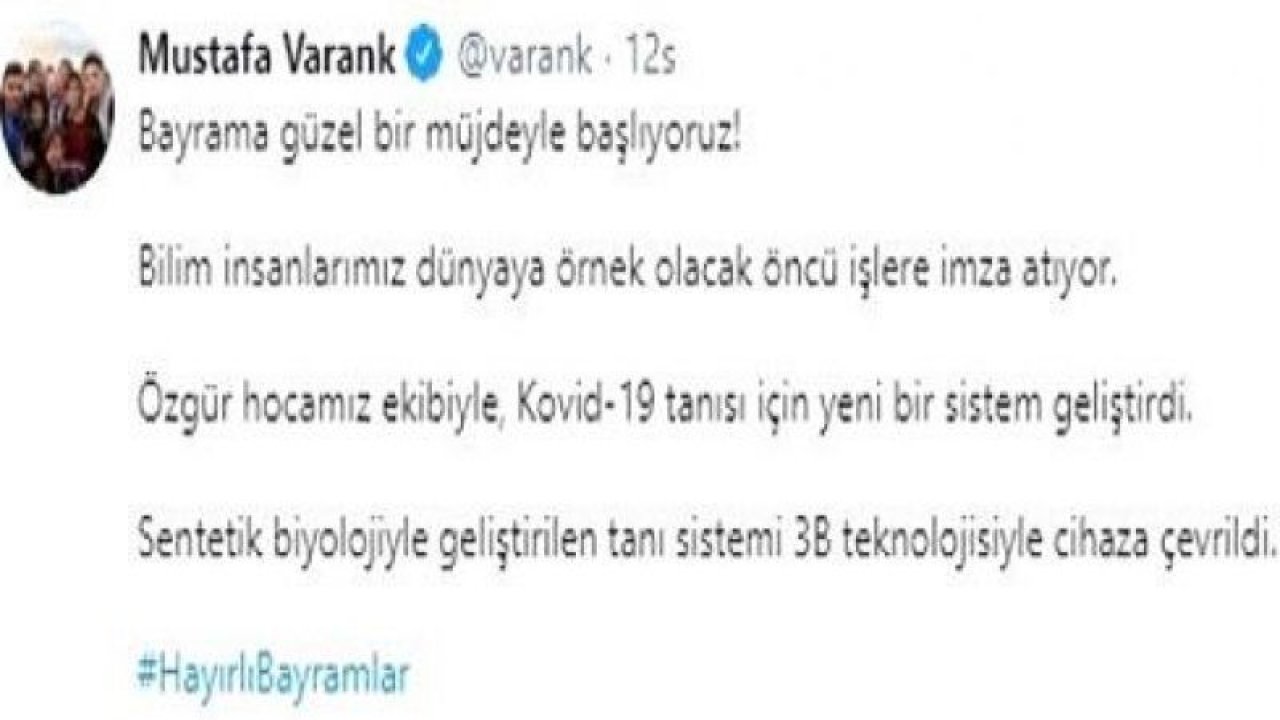 Bakan Varank: "Kovid-19 tanısı için Türk bilim insanlarının yeni sistem geliştirdi"