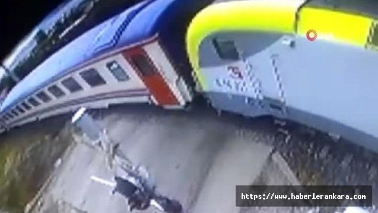Tren kazası güvenlik kamerasında